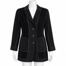 Akris Punto Wool Longline Blazer Jacket Women's 8 Black Quiet Luxury Business
