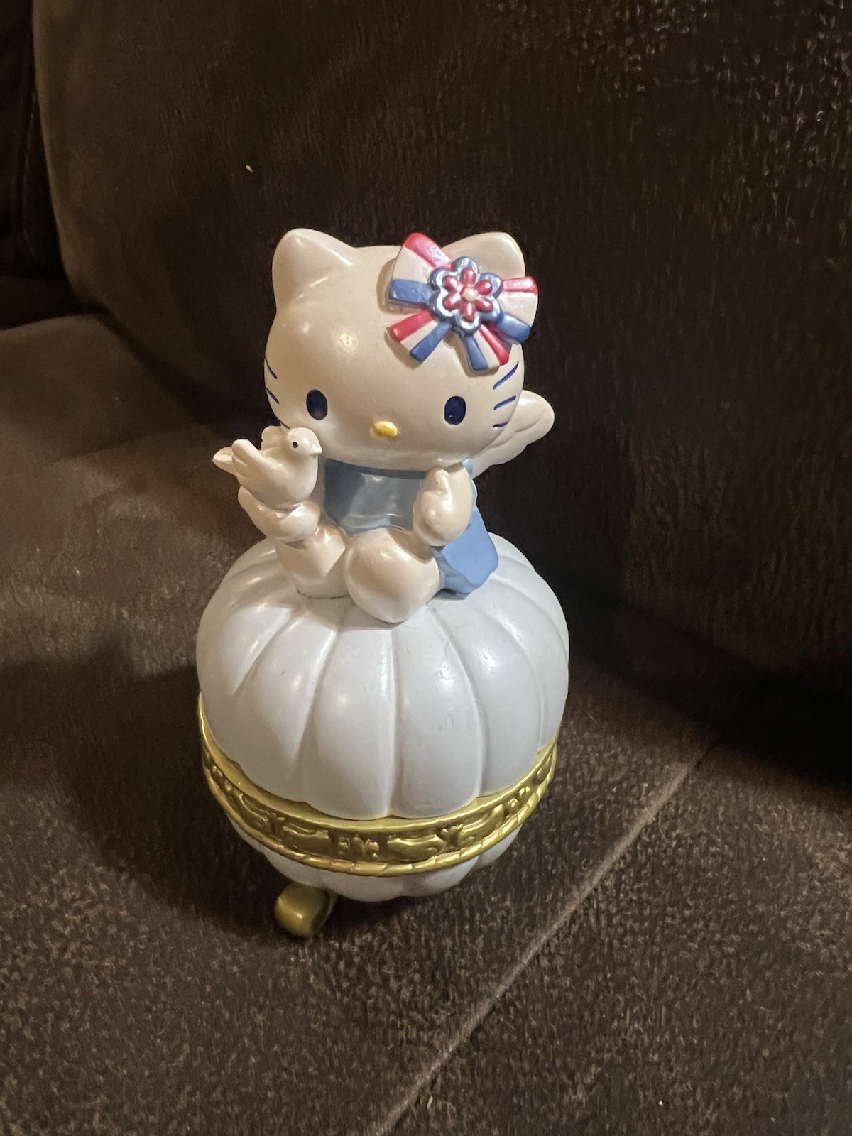 Vintage 2002 Sanrio Hello Kitty Blue Angel Trinket Box Y2K 3.75" - RARE