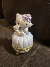 Vintage 2002 Sanrio Hello Kitty Blue Angel Trinket Box Y2K 3.75" - RARE
