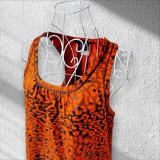 MARC BY MARC JACOBS Silk Animal Print Sleeveless Dress Orange/Black S MJ0426068