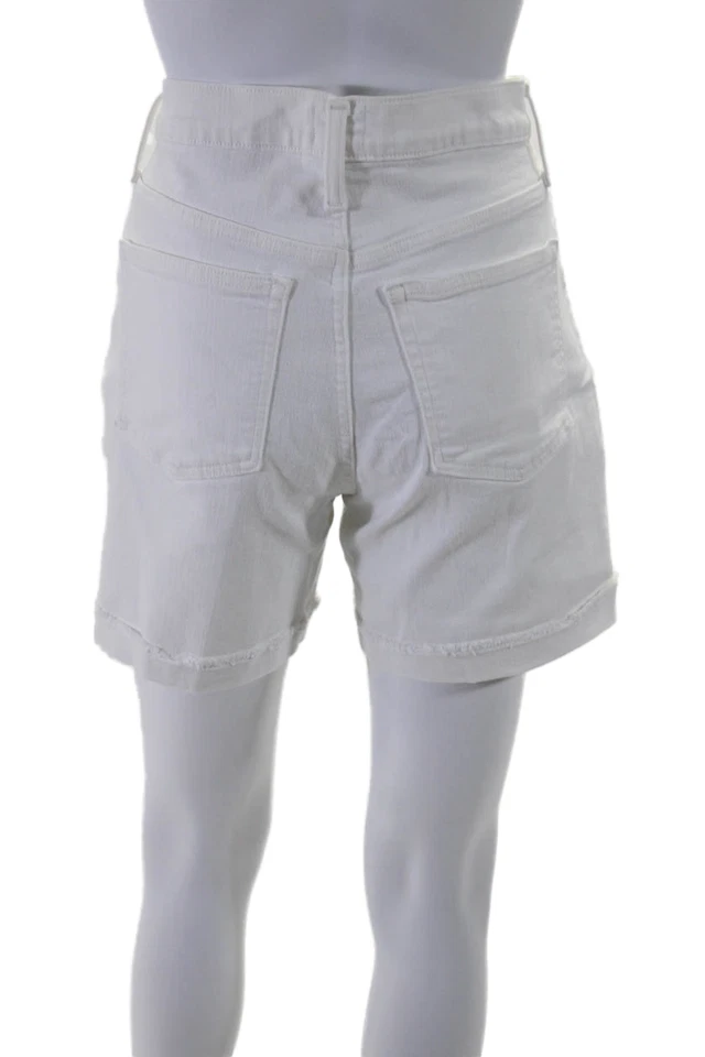 J Crew Denim Womens Denim Cuffed High Rise Zip Up Shorts White Cotton Size 29 - Image 3 of 4