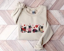 Cute Black Cat Valentines Heart Cat Lover Sweatshirt Cat Mama Gift