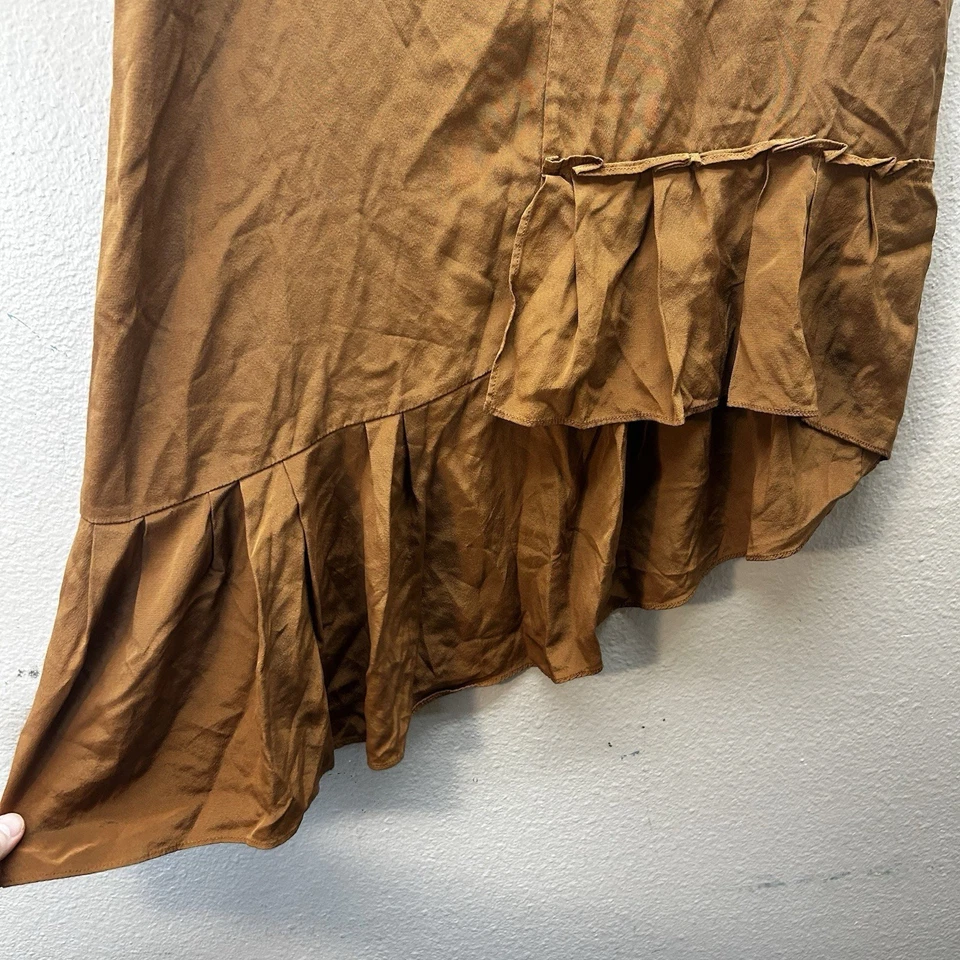 Falda Tibi Diseñador 100% Seda Marrón Asimétrica Talla 00 XS Festival Indie Fairy Foto 3 de 4