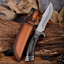 Jagdmesser G&uuml;rtelmesser Outdoor Survival Feststehend Full Tang Holzgriff Scheide
