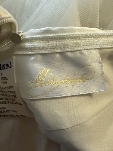 Flower Girl Dress Sz 7 David's Bridal Ivory Beaded Basket Gloves Crown F5209A - Picture 18 of 19