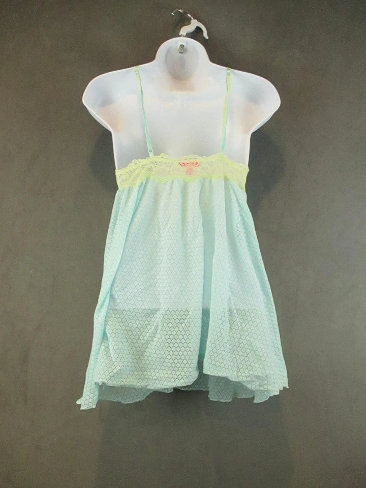 Vestido Betsey Johnson Mujer Pequeño Verde Menta Encaje Babydoll Lencería Y2K De Colección Foto 4 de 4