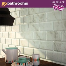 Image of Metro Brick Effect Bevelled Edge Ceramic Tile Gloss Kitchen Bathroom Wall 1 Box