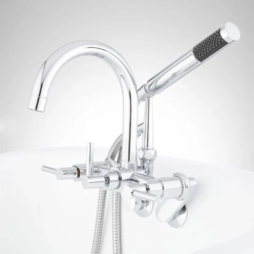 New Chrome Sebastian Tub Faucet and Hand Shower with Variable Centers and Lever - Picture 3 of 3