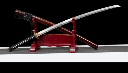 Espada Samurai Japonesa Hecha a Mano Katana Damasco Acero Rojo Oscuro Saya Latón Fittin - Imagen 10 de 16