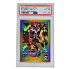2022 Panini Donruss Optic Retro Series Gold Marshall Faulk #RS8 #'d /10 PSA 10