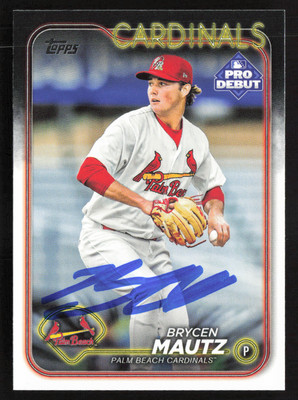 Brycen Mautz Signed 2024 Topps Pro Debut #PD-160 Palm Beach Cardinals 2