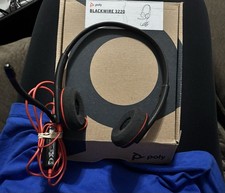 Poly Blackwire 3220 USB Headband Headset Double Ear Boom Mic Black/Red