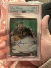 2024 Topps Finest -  Autographs Jackson Merrill Green Refractor /75 CRACKED