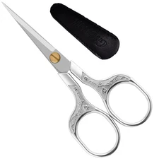 Embroidery Scissors 5" Surgical-Grade Steel Blades & Leather Sheath