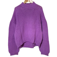 LE CIEL BLEU Low Gauge Knit Sweater, Size 36, Purple Women USED