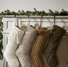 Inch Rustic Neutral Knit Christmas Stockings  Braided Fireplace Stockings,Comfy