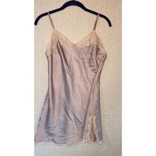 Victorias Secret Satin Lace Trim Chemise Slip Dress Mauve Pink Small S/P Y2K