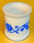 Vintage Hazel Atlas Milk Glass Jar Votive Holder Cobalt Blue and White Toothpick