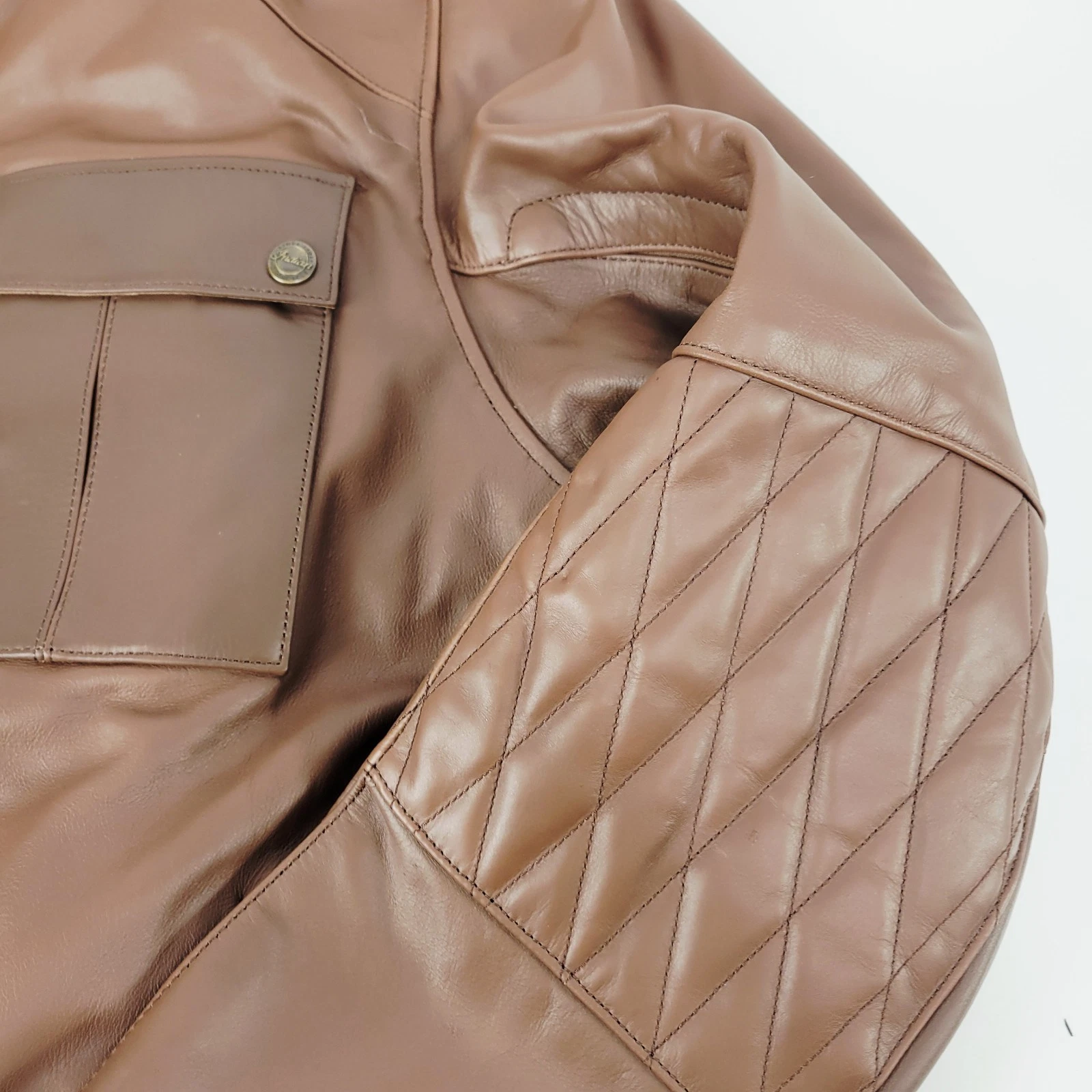 Indian Motorcycle Getaway Leather Jacket Brown Cowhide Riding Jacket OEM - product detail image 3