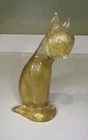 Vintage Murano Glass Archimede Seguso Gold Cat Figurine/Sculpture