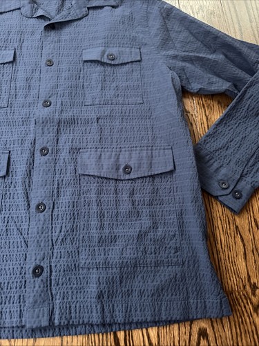 Vineyard Vines Blue Pockets Button-Up Shirt Lightweight Shacket Seersucker M New - Picture 5 of 6