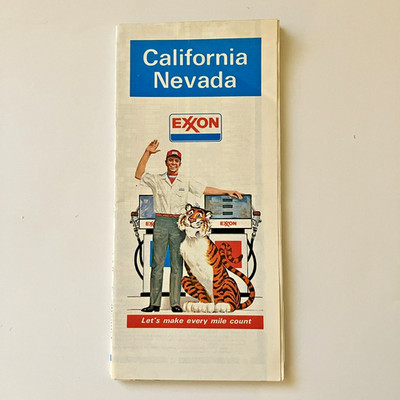 Road Map of California Nevada Exxon Let's Make Every Mile Count 1978