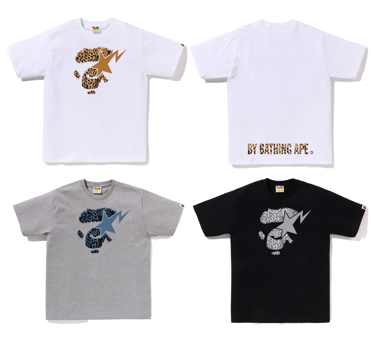 A BATHNIG APE Men's WILD LEOPARD PATTERN APE FACE STA TEE