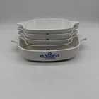 Pyrex Blue Cornflower Lot of 4 Petite Pans P-41 & 1 7in Pan P-7-B