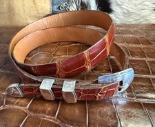 Men s James Reid Ltd. Genuine Alligator Leather, 925 Sterling Silver Belt Set.