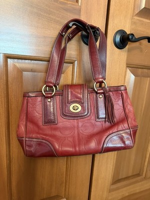 Vintage Coach Hampton Mahogany Red Leather Purse Shoulder Bag