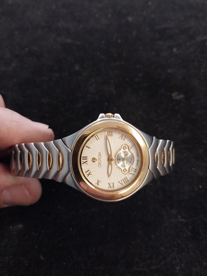 Reloj Croton Equator Damas Bisel Oro 18k Corona y Eslabones Cuarzo Suizo Funcionando  Foto 2 de 4