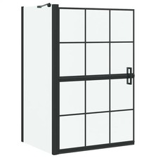 Bath Shower Screen Manual Black and Transparent Tempered Glass Divider  vidaXL