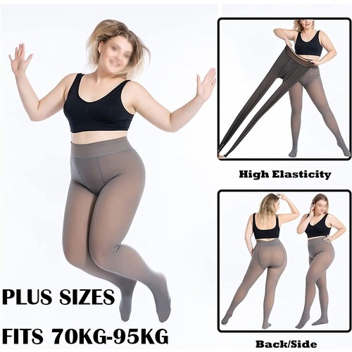 Women Plus Size Winter Thermal Lined Pantyhose Warm Fleece Tights Stockings New - Picture 5 of 10
