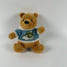 DISNEY STORE WINNIE THE POOH CHRISTMAS TREE SWEATER BEANIE PLUSH BEAN BAG NWT