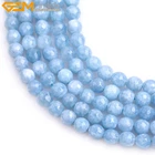 Round Blue Aquamarine Color Jade Faceted Stone Jewelry Making Loose Beads 15"