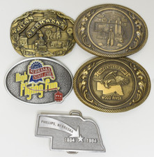 5 Belt Buckle Nebraska Western State Fair, Centennial, Ragan, Brass Pewter EUC