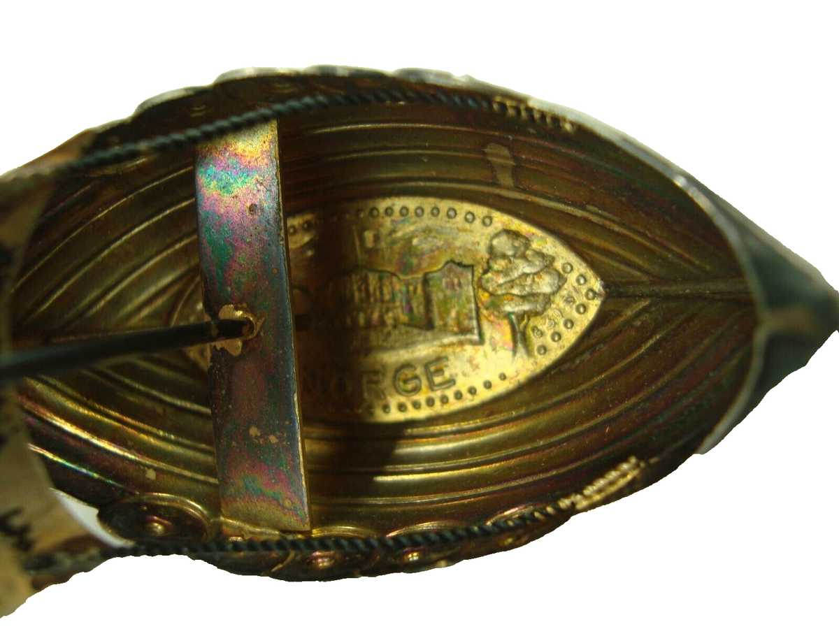 RARE VINTAGE 830s SILVER NORGE VIKING SAIL BOAT SHIP MODEL SALT