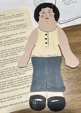 New VINTAGE MAINE SALE Painted 9” Wooden Doll & Dress Pattern KIT 1800s Replica
