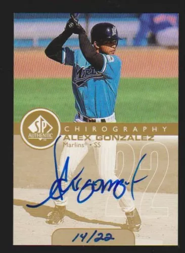 1999 UPPER DECK SP AUTHENTIC CHIROGRAPHY GOLD AUTO ALEX GONZALEZ VENEZUELA#14/22