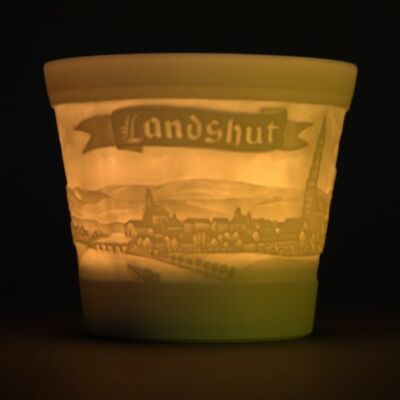 WEIMAR PORZELLAN Windlicht Teelicht Bisquit-Porzellan Motiv Landshut