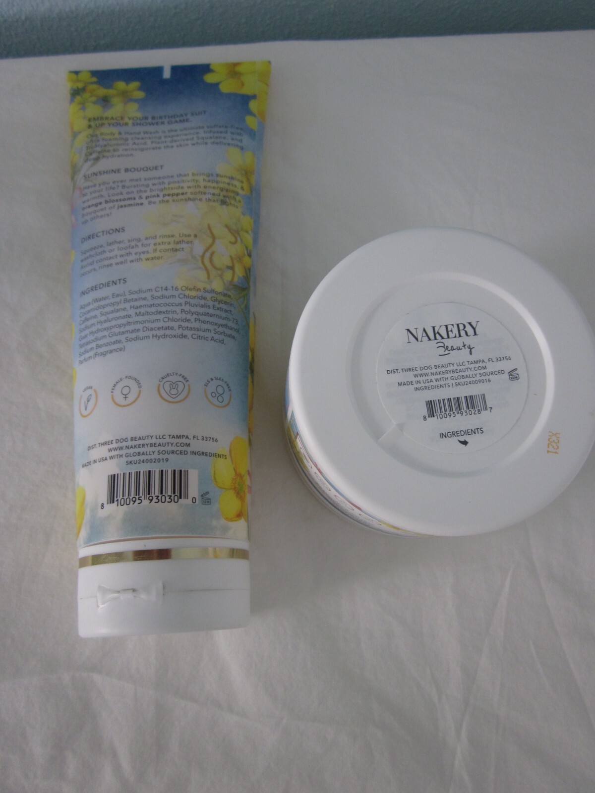 NAKERY BEAUTY SMOOTHING BODY BUTTER & BODY WASH SET 'SUNSHINE BOUQUET' FULL SIZE