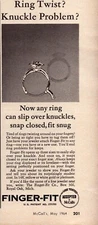 Finger Fit Royal Oak MI Ring Sizer Jewelry Gold Platinum Vintage Print Ad 1964