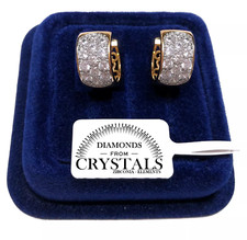 Cerchi 14mm Orecchini uomo donna pl.oro giallo 18K con cristalli Zirconi   s/21