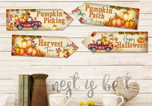 4 Halloween Harvest Time Pumpkin Patch Party Decoration Arrows - Picture 2 of 3
