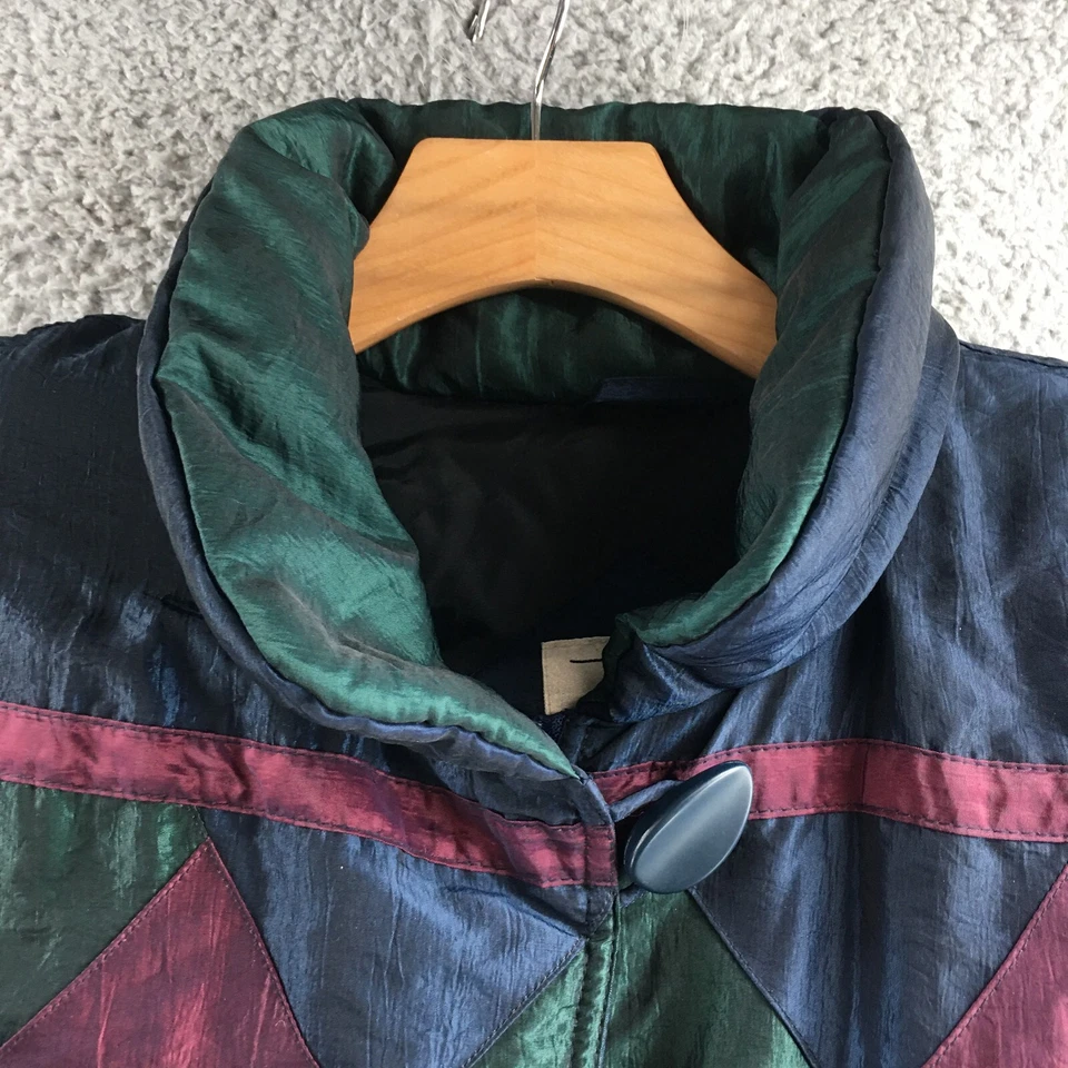 Chaqueta Abrigo Largo John Weitz Mujer Mediana Multicolor Azul Cuello Botón Delantero Foto 3 de 4