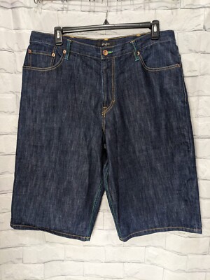 Men's Sean John Dark Wash Denim Blue Jeans W Blue & Green