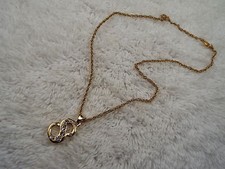 Goldtone Rhinestone Letter Initial " S " Pendant Necklace D49 