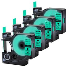 4 PK Black on Green Label Tape for DYMO D1 45019 LabelManager 160 350 12mm 1/2"