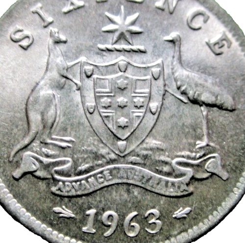 1963 AUSTRALIAN SIXPENCE  COIN - 0.5  SILVER -  # 11/9/24 - Foto 2 di 4