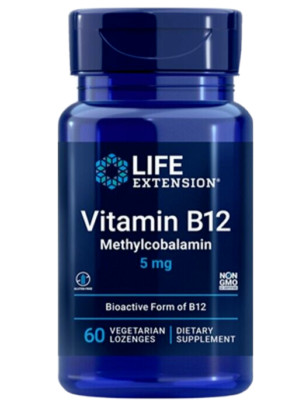 Vitamin B12 5000mcg (Methylcobalamin 5mg) Life Extension 60 Lozenges